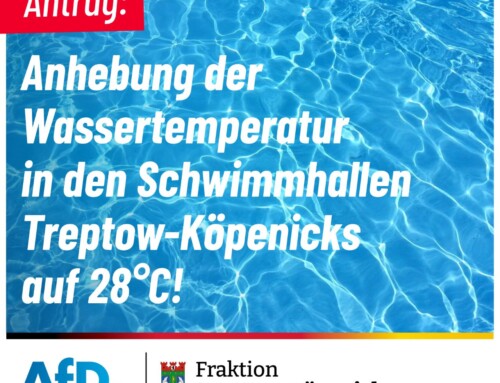 Anhebung der Wassertemperatur in den Schwimmhallen Treptow-Köpenicks auf 28°C 